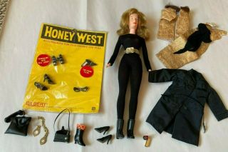 Rare 1965 Gilbert Honey West Doll With Accessories And Detective Kit