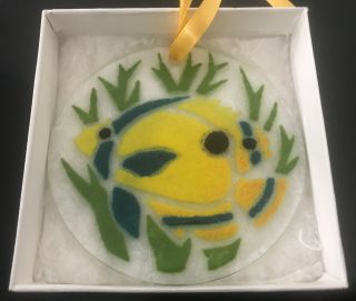 Peggy Karr Fused Glass Fish Ornament 3.  5” Rare Box