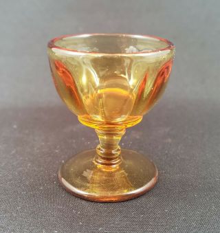 Cambridge Glass Footed Open Salt - Decagon Pattern - Amber