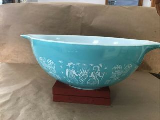 Vintage Pyrex Cinderella Amish Butterprint 4 Qt.  Mixing Bowl,  444 Blue Farmers