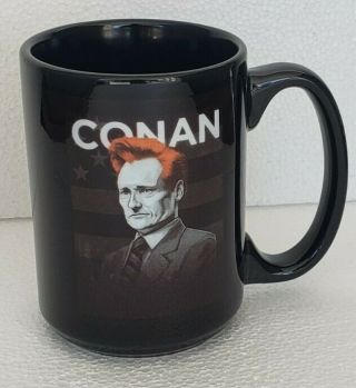 Conan O’brien Hitler Nazi American Usa Flag Black Coffee Mug Late Night Tv Host