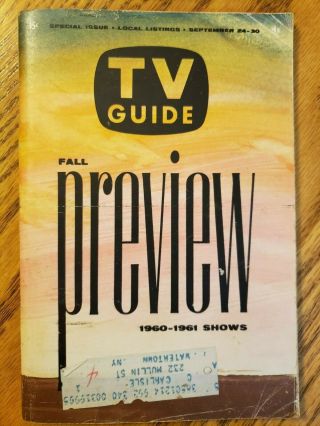 Vintage Tv Guide 1960 Fall Previrw W.  Renew Mailer Insert