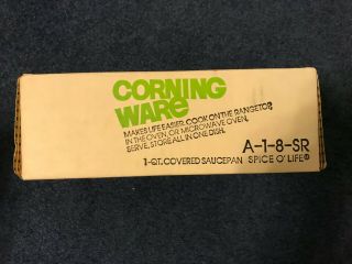 Vintage Corning Ware SpiceO’Life 95401 A - 1 - 8 - SR 1 - Qt Covered Saucepan BOX 2