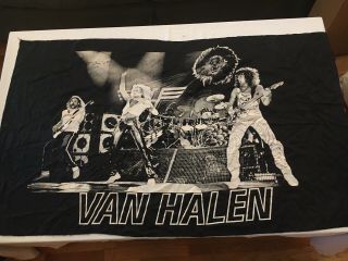 Vintage Van Halen Live Concert Tapestry Banner 56” X 32” Polyester Black & White