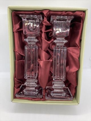 Vintage Set Of Galway Irish Crystal Candlesticks Candle Holders 7 “with Box