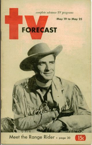 " Rare " Local Tv Guide Sunday Insert - " The Range Rider " Jock Mahoney 1951