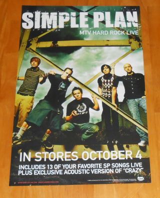 Simple Plan Mtv Hard Rock Live Poster 2 - Sided Promo 2005 11x17