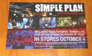 Simple Plan MTV Hard Rock Live Poster 2 - Sided Promo 2005 11x17 2