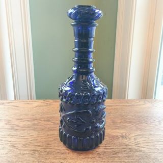 Vintage Cobalt Blue Glass Decanter With Cork Jim Beam For Kentucky Derby