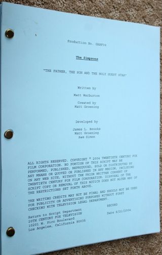 The Simpsons Rare Tv Series Show Script Episode The Father The Son And The