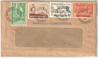 Malaysia Sarawak 1966 Cover Combination Of Qe Sabah & Sarawak Stamps