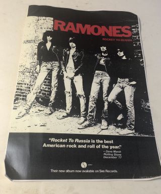 Vintage Ramones Record Store Poster Rocket To Russia 1977