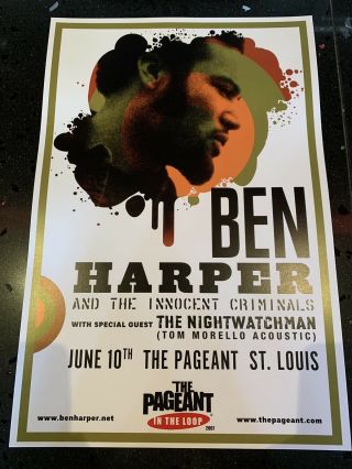 Rare Ben Harper Poster - The Pageant 20th Anniversary Print