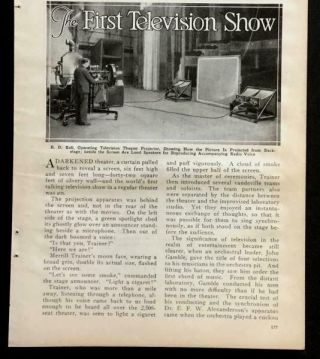 1st Television Show 1930 Pictorial Ge Broadcast Proctors Theater Schenectady Ny
