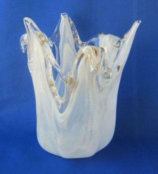 Art Glass Vase Bowl White Gold Murano Tammaro Made In Italy No 251
