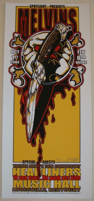2004 The Melvins - Louisville Silkscreen Concert Poster S/n By Jeral Tidwell