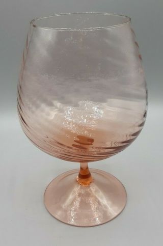 Vintage Empoli Italian Glass Pink Brandy Snifter Optic Swirl 60 