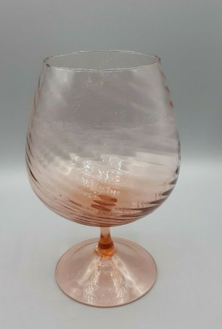 Vintage Empoli Italian Glass Pink Brandy Snifter Optic Swirl 60 ' s 2