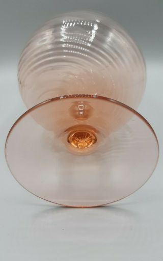 Vintage Empoli Italian Glass Pink Brandy Snifter Optic Swirl 60 ' s 3