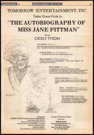 The Autobiography Of Miss Jane Pittman_orig.  1974 Trade Ad_poster_cicely Tyson