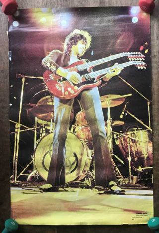 Jimmy Page Vintage 1976 Rock Guitar Garage 23 X 35 Poster Led Zeppelin