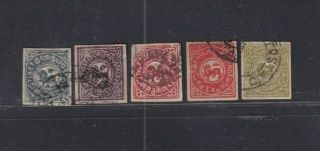China Tibet Stamp 1912 Heraldic Lion - Dull Colors S Hroup Of 5 Stamps