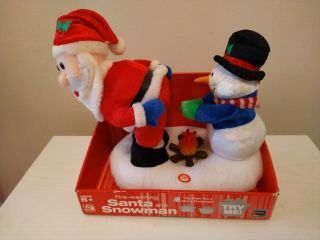 Gemmy 2006 Animated Plush Fire Warming Santa And Snowman