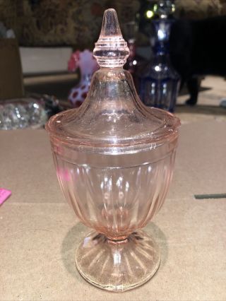 Vintage Mayfair? Pink Depression Glass Candy Dish With Lid