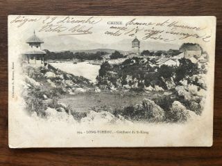 China Old Postcard Lungchow Pagoda Si Kiang Long Tcheou To France 1903