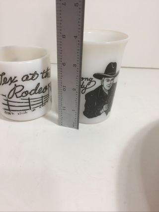 Set of 2 50 ' s Childs Hop along Cassidy Cup Tex at the rodeo milk glass mug 2