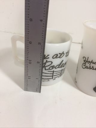 Set of 2 50 ' s Childs Hop along Cassidy Cup Tex at the rodeo milk glass mug 3