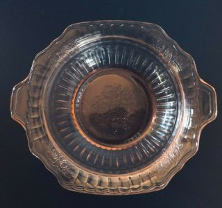 Antique Vintage Pink Depression Glass Small Serving Bowl Flower Ribbed Design