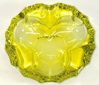 Vintage Tiffin Glass Yellow Cloverleaf Ashtray 3 " Scarce Size & Color