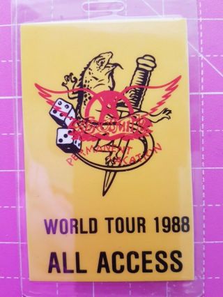 Aerosmith 1988 Vintage Concert Laminated Backstage Pass Permanent Vacation Tour