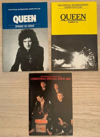 Official International Queen Fan Club Magazines 1982 X 3 Freddie Mercury