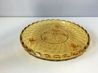 Vintage Bagley Art Deco Amber Pressed Glass Cake Plate