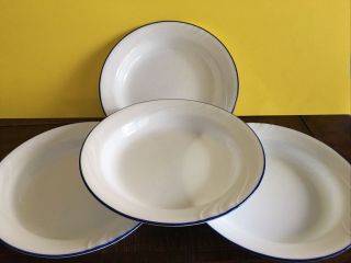 Corelle Celestial Blue Rim Soup Bowl Set Of 4 Shallow Bowls Embossed Rim