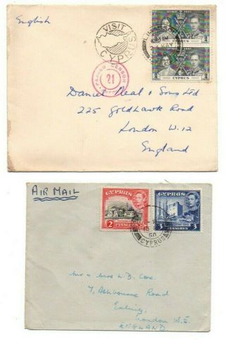 Cyprus Stamps & Postmarks Covers Limassol To Uk 1940 & 1950