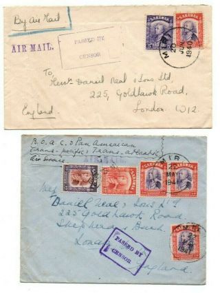 Sarawak Stamps & Postmarks On Covers Posted Miri To Uk 1940 & 1941