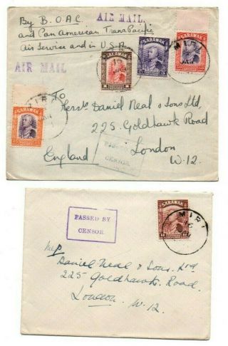 Sarawak Stamps & Postmarks On Covers Posted Miri To Uk C.  1940