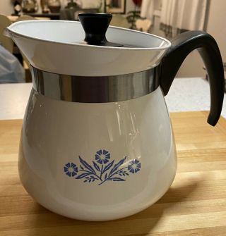 Vintage Corning Ware Cornflower 2 Qt 8 Cup Tea Pot With Lid