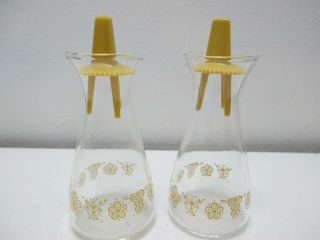 Vintage Pyrex Glass Salt Pepper Shaker Set Butterfly Gold Corelle