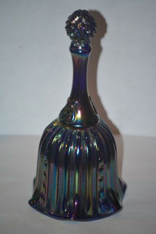 Fenton Bell Cobalt Blue Carnival Glass Faberge Pattern 6 7/8 " - 1980s