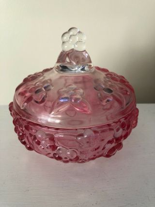 Vintage Pink Depression Glass Dish With Lid Embossed