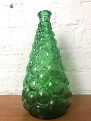 Mid - Century Vintage Italian Empoli Green Bubble Glass Bottle Decanter C1950/60s