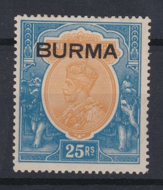 1937 Burma Ovpt Kgv India 25r Orange & Blue Mlh Sg18aw £1700 /$2330 Inv Wmk Rare