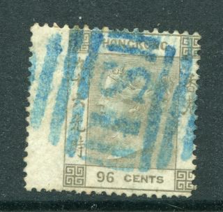 1865 China Hong Kong Gb Qv 96c Wing Margin Stamp With Shanghai S1 Pmk