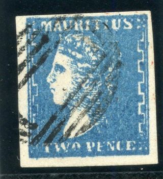Mauritius 1859 Qv 2d Blue " Dardenne " Very Fine.  Sg 43a.