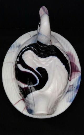 Westmoreland Mold White and Purple Slag Glass Duck on a Nest 2