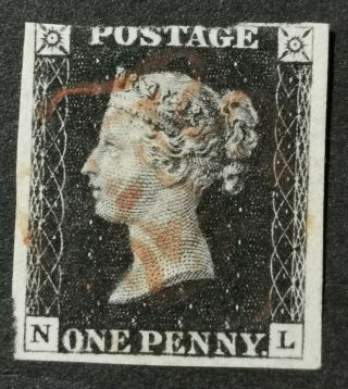 Gb Qv 1840 Penny Black 3 Margin Fine.